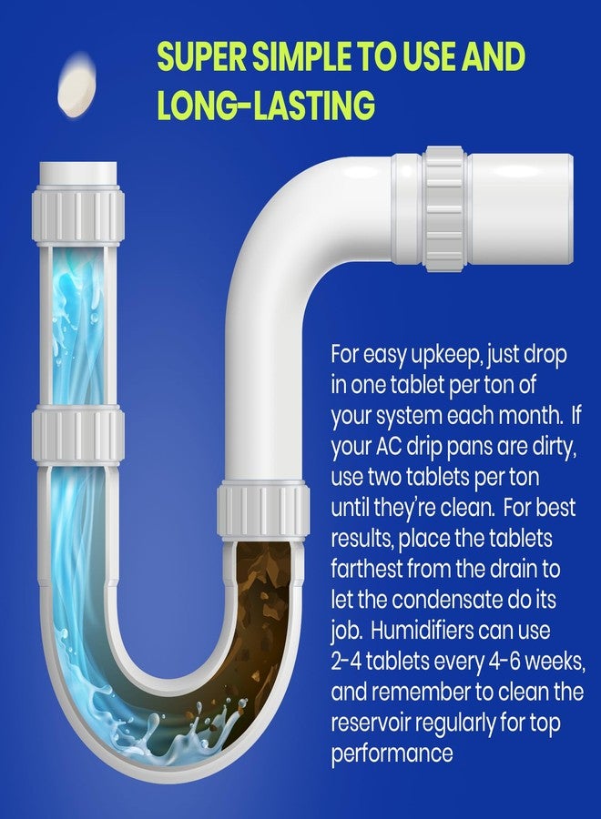 Calvana Drain Pan Tabs - 200 Tablets, AC Drain Line Cleaner, Fast-Acting Treatment for HVAC, Window Units, Mini-Splits, Dehumidifiers, Refrigerators - Lasts Up to 4 Weeks, No Residue, Water-Soluble - Image 5